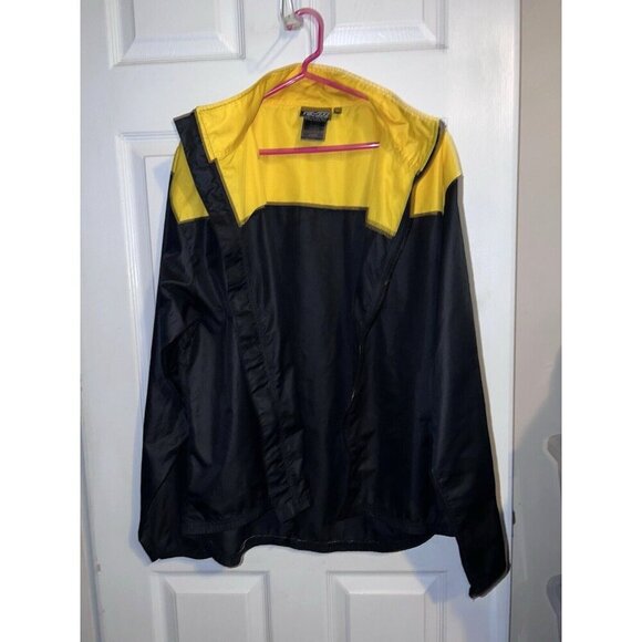 Vintage FOX Windbreaker Jacket Men’s Black Yellow Polyester Sz XL Reflective - Picture 4 of 9